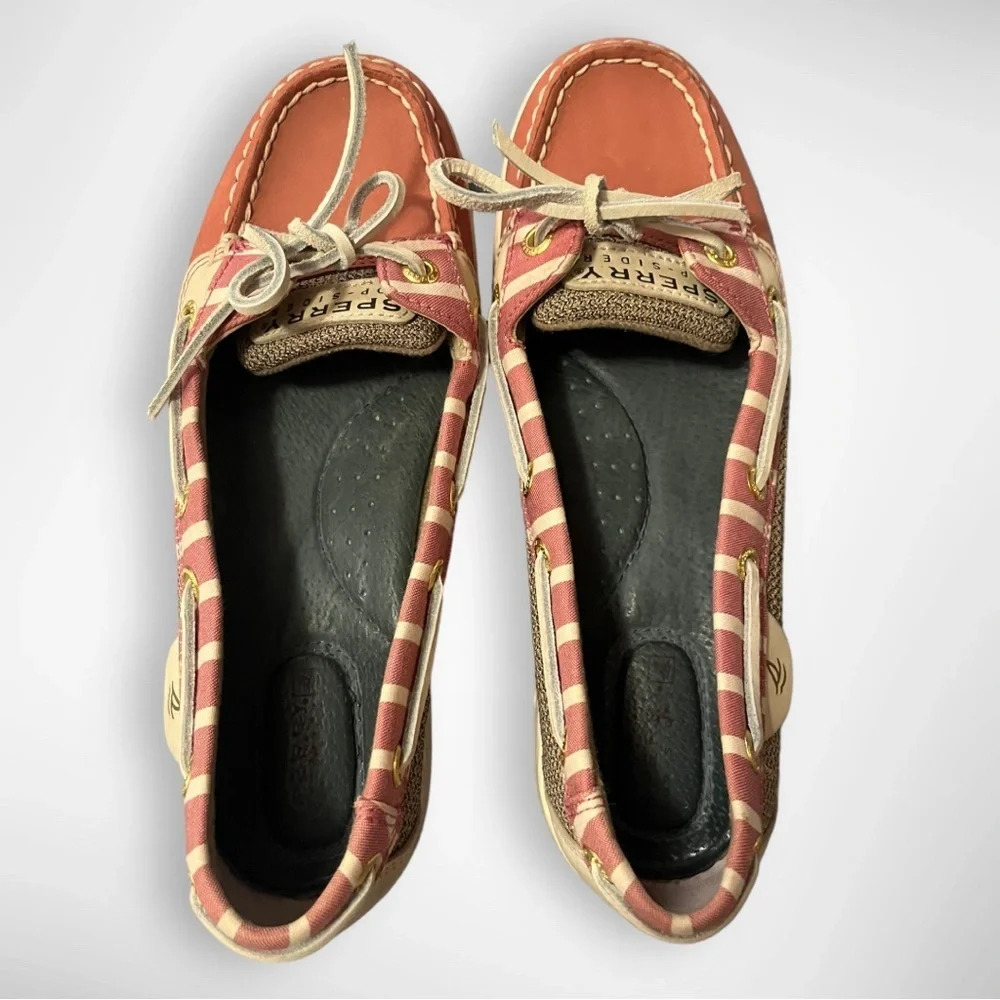 SPERRY TOP SIDER Women's Salmon Pink Leather Boat Shoes Size Size 6 | EUC